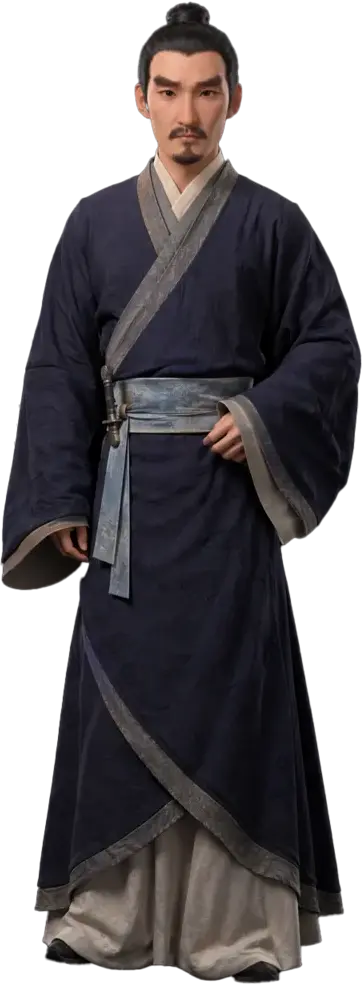 深蓝交领男性服装设定