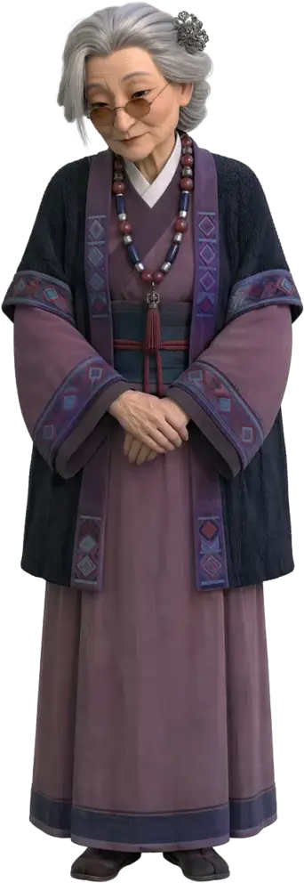 紫色纹饰老妇服装设定