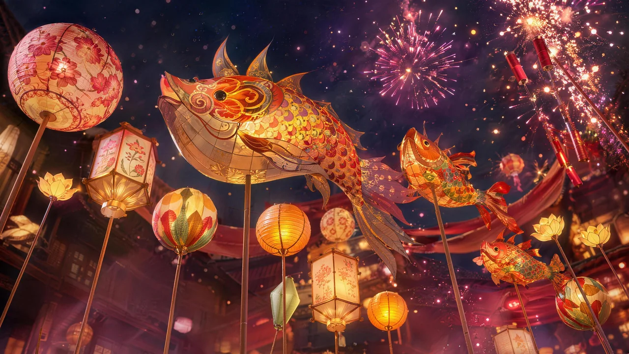 鱼灯与烟花